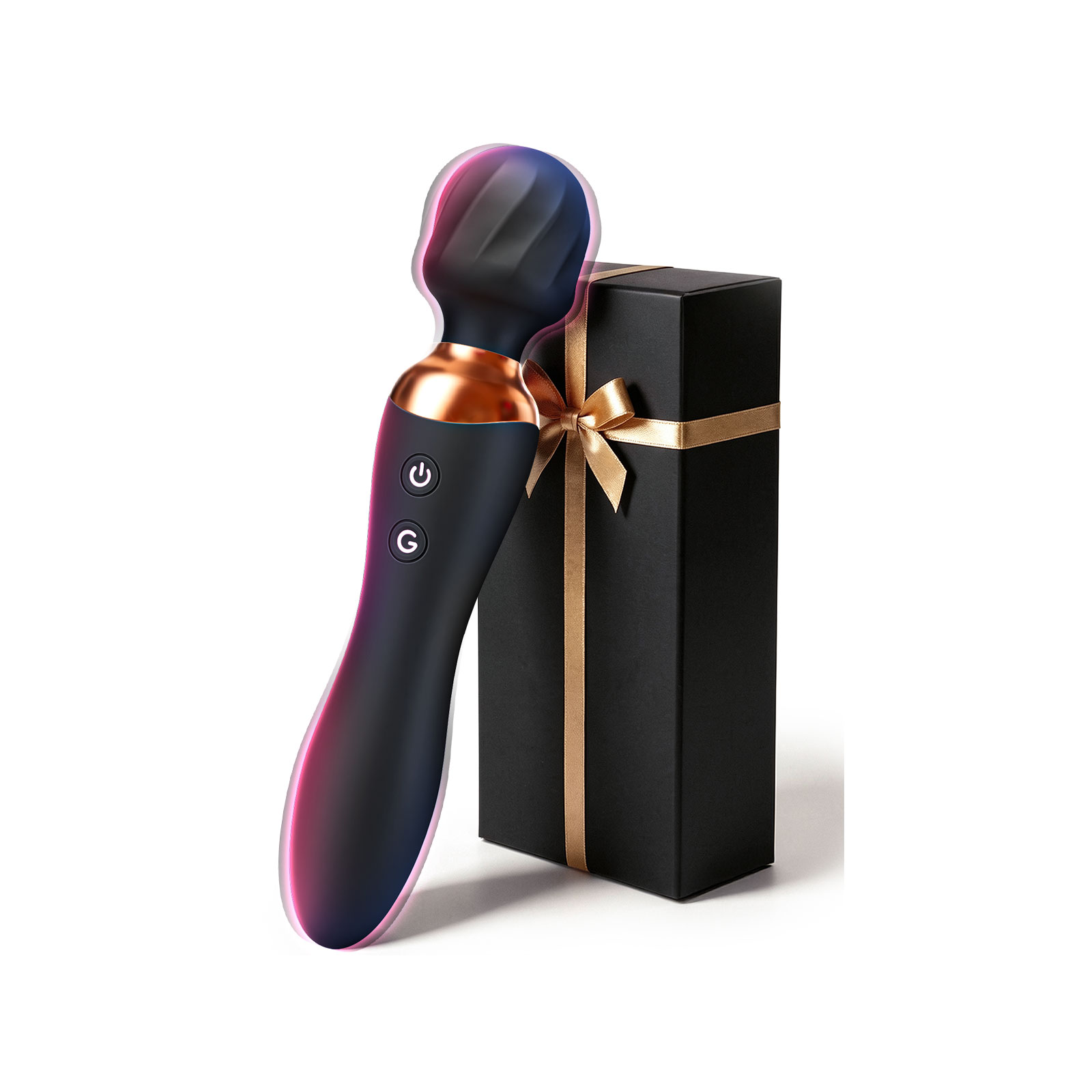 Black VEGAR dual-ended vibrating wand with gift box